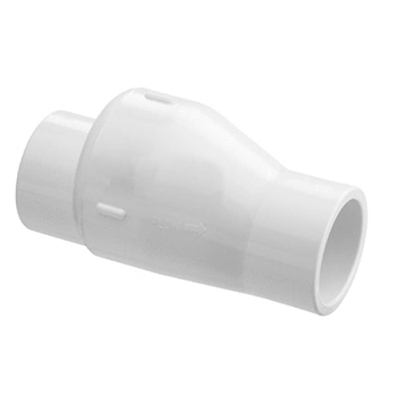 SUPER-PRO 1.5"S WHITE SWING PVC CHECK VALVE WITH 0.5 LB SPRING